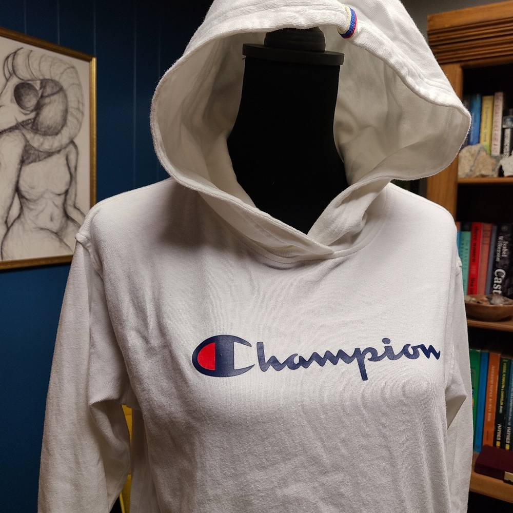 Champion Hooded Long Sleeve Tee Size S